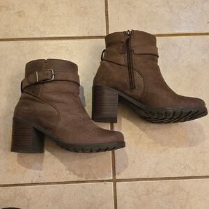 Clarks Chocolate Heeled Boots